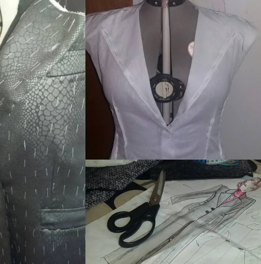 Registros de estrutura de roupa, marcação de tecido e desenho técnico